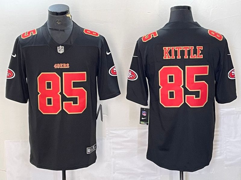 Men San Francisco 49ers 85 Kittle Black gold 2023 Nike Vapor Limited NFL Jersey style 2